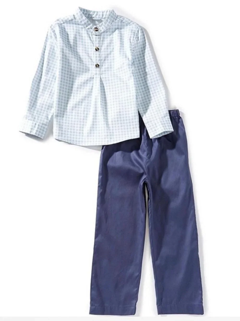 Edgehill Collection Boys Plaid Light Blue Shirt and Pants Set NWT